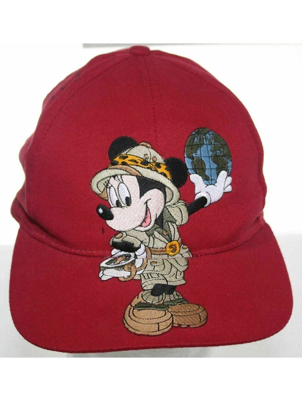Vintage Minnie Mouse Walt Disney World Animal Kingdom Snapback Cap Maroon Hat